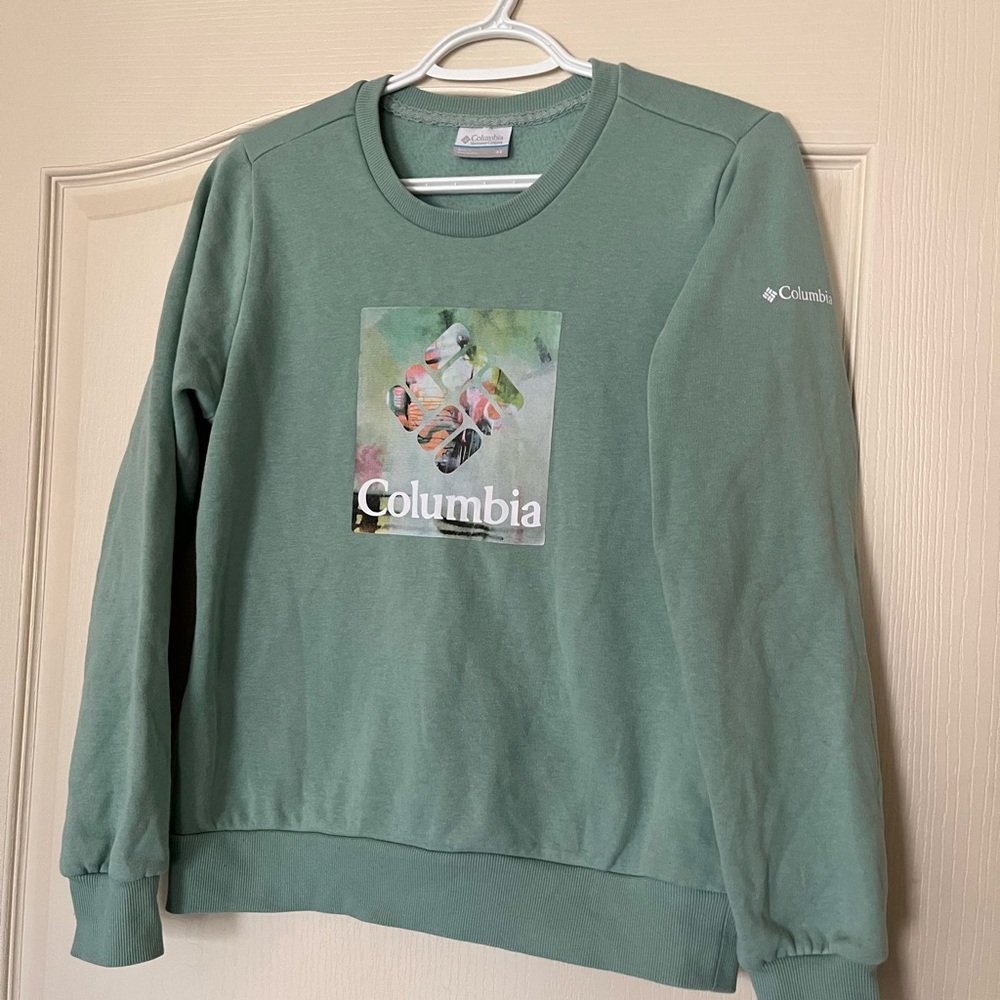 🌸2/20 Columbia Outdoors Cozy Fleece Graphic Crewneck Sweatshirt Sage Gorpcore XS